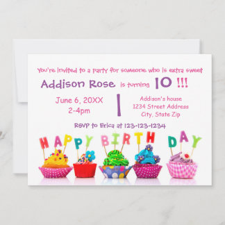 Farbenfrohe Cupcake - Girl Birthday Card Einladung
