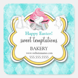 Farbenfrohe Cupcake Whimsical OsterBunnies Quadratischer Aufkleber