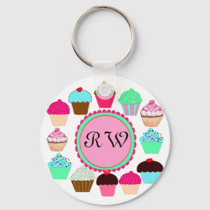 Farbenfrohe Cupcakes - Personalisiert Schlüsselanhänger