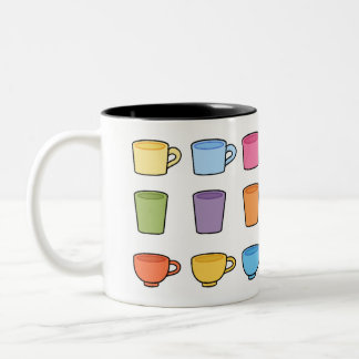Farbenfrohe Cups & Tasse Muster | Niedlicher Kaffe