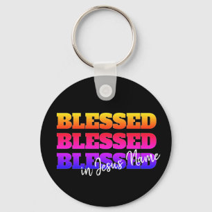 Farbenfrohe Custom BLESSED Schlüsselanhänger
