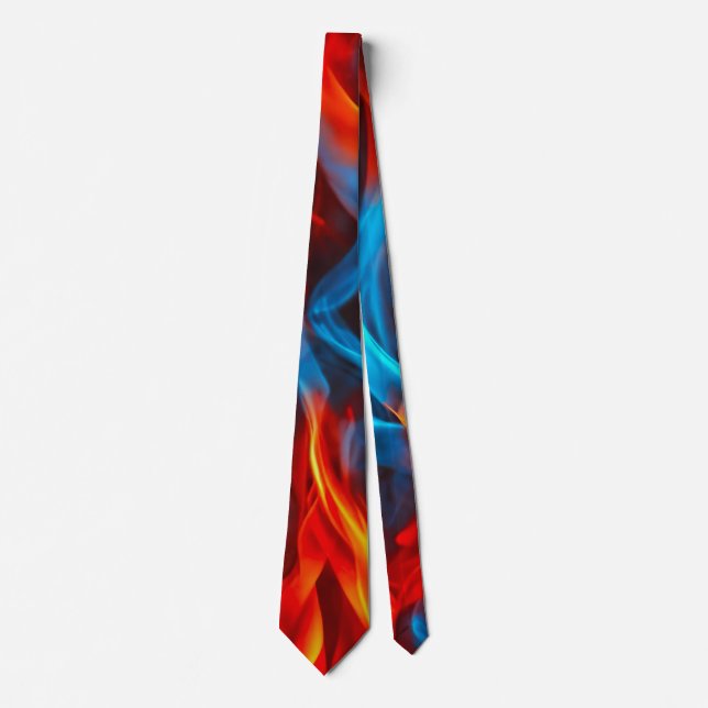 Farbenfrohe cyan-blaue rote Flammenwellen Muster Krawatte (Vorderseite)