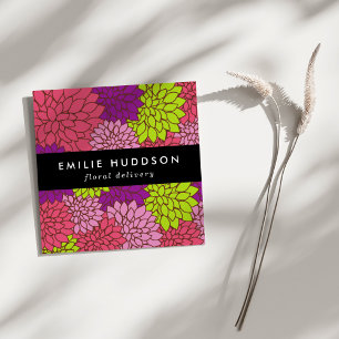 Farbenfrohe Dahlia-Blume, Floristi, Blume Shop Quadratische Visitenkarte