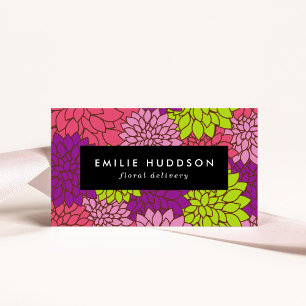 Farbenfrohe Dahlia-Blume, Floristi, Blume Shop Visitenkarte