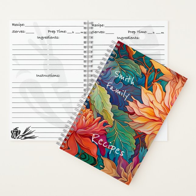Farbenfrohe Dahlia Blumenbrücke Rezept Notizbuch (Innen)
