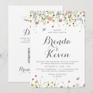 Farbenfrohe Dainty Wild Back and Front Wedding Einladung