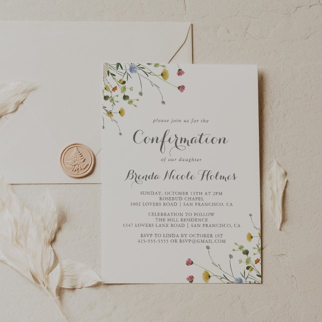 Farbenfrohe Dainty Wild Blume Bestätigung Einladung (Von Creator hochgeladen)