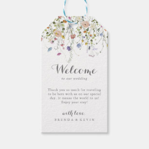 Farbenfrohe Dainty Wild Blume Hochzeit Willkommen Geschenkanhänger
