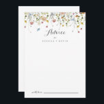 Farbenfrohe Dainty Wild Blume Kalligrafie Hochzeit Hinweiskarte<br><div class="desc">Diese farbenfrohe, wilde Blume Kalligraphie Trauungsratkarte ist ideal für eine rustikale Hochzeit. Das Design bietet handbemalte Aquarellfarbe schöne rosa, rot, blau, marinebasiert, gelb, lila und grün wilde Blume. Diese Karten sind ideal für Hochzeiten, Brautparty, Babydusche, Graduiertenfest u.v.m. Personalisieren Sie die Karten mit den Namen der Braut und Bräutigam, den Eltern,...</div>