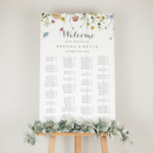 Farbenfrohe Dainty Wilde Alphabetische Sitzkarte Poster