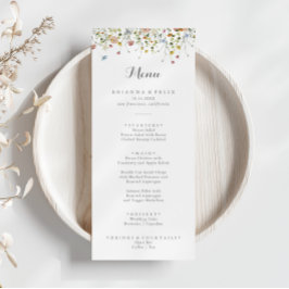 Farbenfrohe Dainty Wilde Blume Kalligrafie Abendes Menükarte