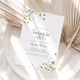 Farbenfrohe Dainty Wilde Blume Überraschendes Part Einladung