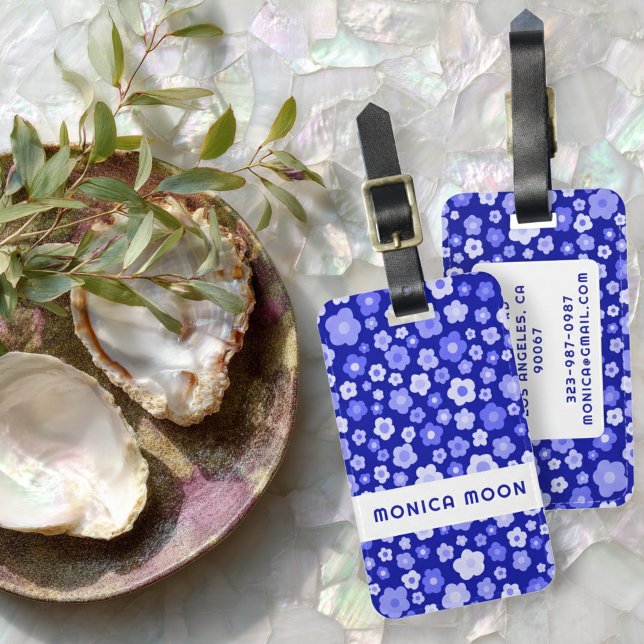 Farbenfrohe Daisis Muster Niedlichen fett blauer C Gepäckanhänger (Colorful Daisies Pattern Cute Bold Blue CUSTOM Luggage Tag
)