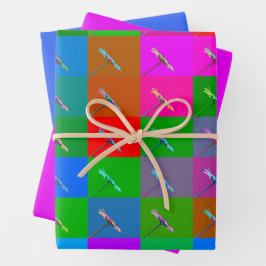 Farbenfrohe Daisy Squares, Abstrakt rosa blau Geschenkpapier Set