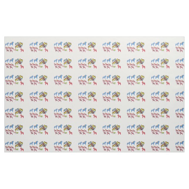 Farbenfrohe dala Horses Fabric Stoff (Fat Quarter (45,7 x 55,9 cm))