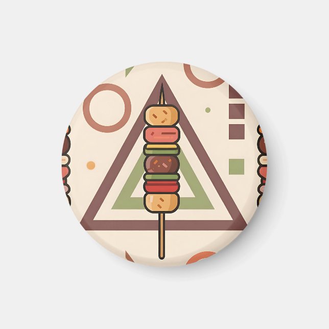 Farbenfrohe Dango-Spieße geometrisches Muster Magnet (Vorne)
