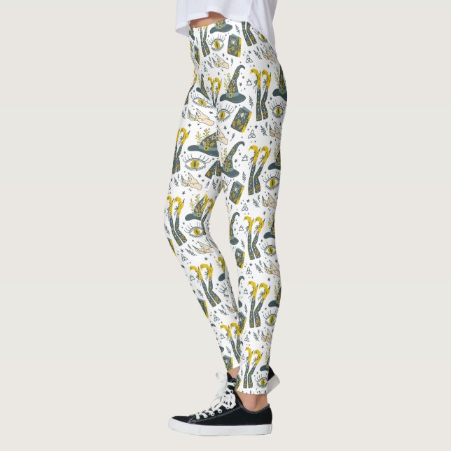 Farbenfrohe Darstellung der Halloween-Symbole Leggings (Links)