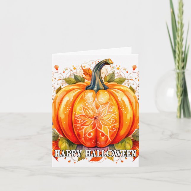 Farbenfrohe Dekoration Autumn Halloween Pumpkin Au Karte (Vorderseite)