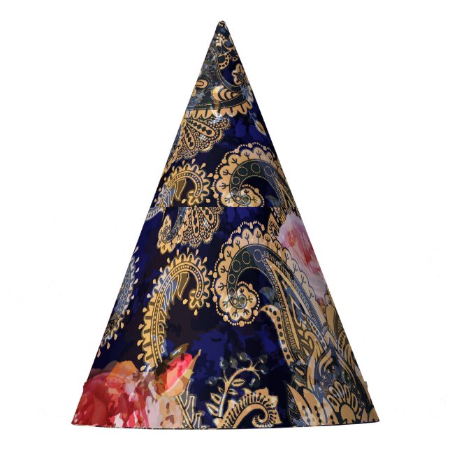 Farbenfrohe dekorative Blume Batik Partyhütchen (Vorderseite)