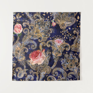 Farbenfrohe dekorative Blume Batik Wandteppich