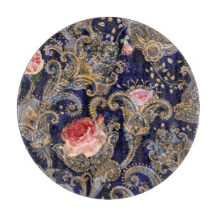 Farbenfrohe Dekorative Blumen Batik Schneidebrett