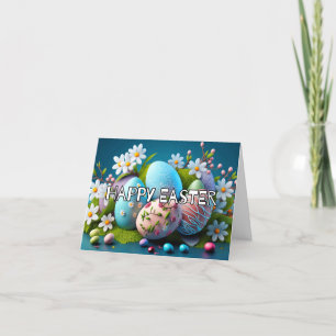 Farbenfrohe dekorative Eier Happy Oaster Feiertagskarte