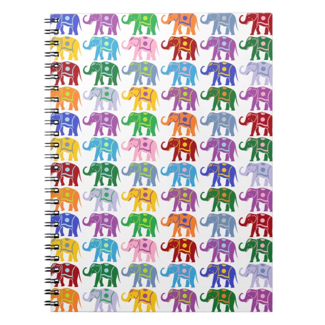 Farbenfrohe Dekorative Elefantenmuster Notizblock (Vorderseite)