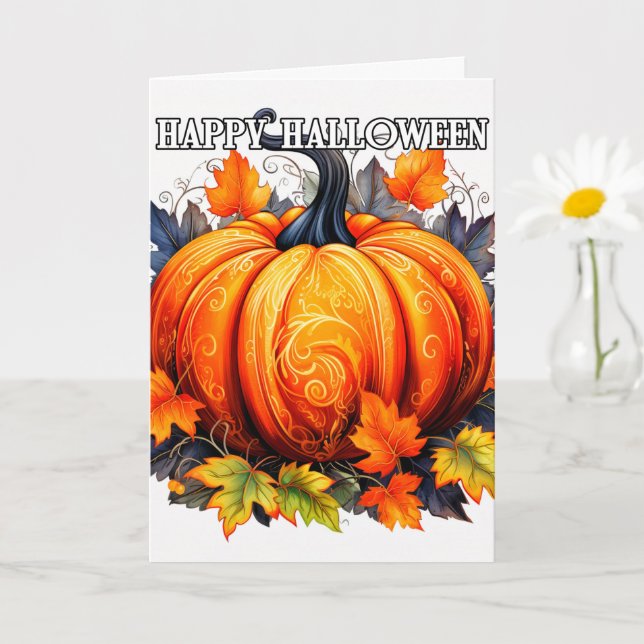 Farbenfrohe Dekorative Happy Halloween Pumpkin Karte (Kleine Pflanze)