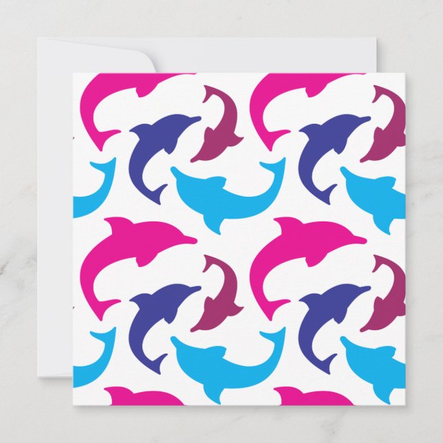 Farbenfrohe Delphine Muster Hot Pink Aquamarin Blu (Vorderseite)