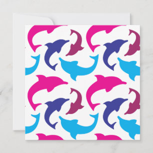 Farbenfrohe Delphine Muster Hot Pink Aquamarin Blu