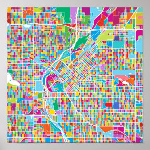 Farbenfrohe Denver Map Poster
