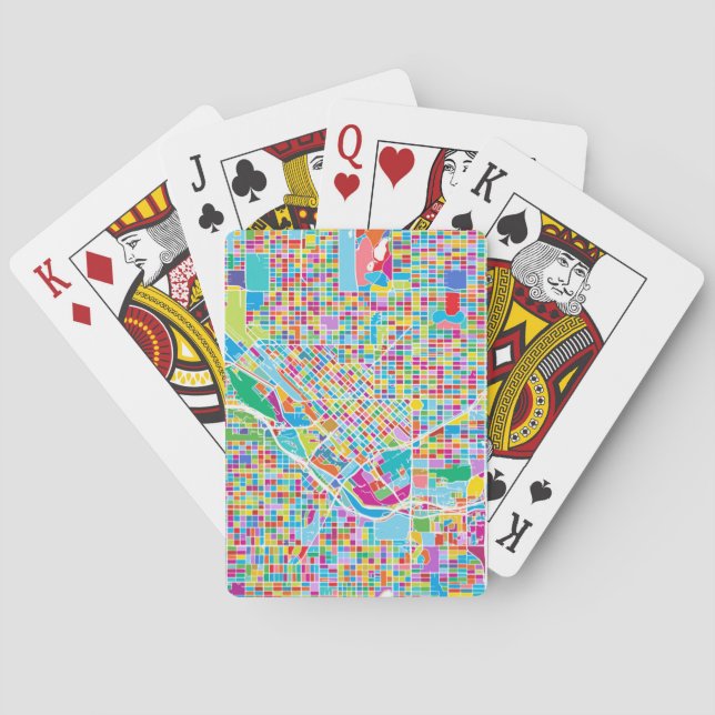 Farbenfrohe Denver Map Spielkarten (Rückseite)