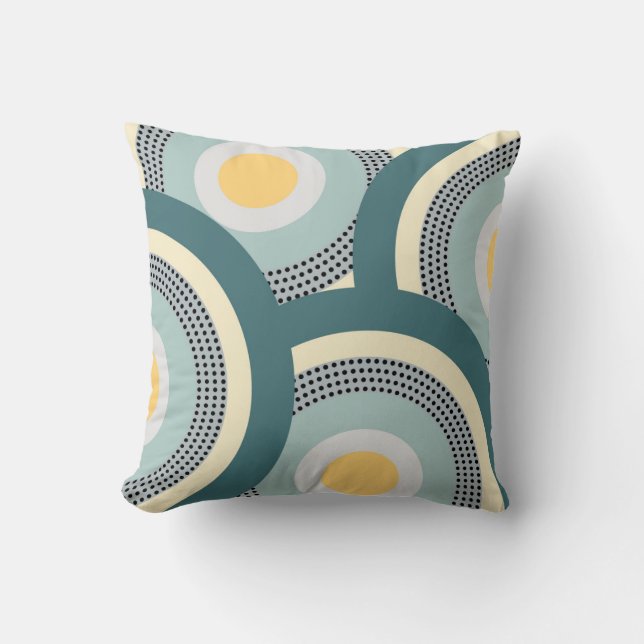 Farbenfrohe Designkreise und Polka Punkte Dekorati Kissen (Vorderseite)
