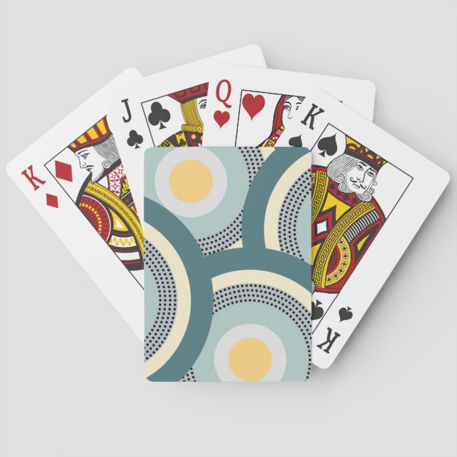 Farbenfrohe Designkreise und Polka Punkte Dekorati Spielkarten (Rückseite)