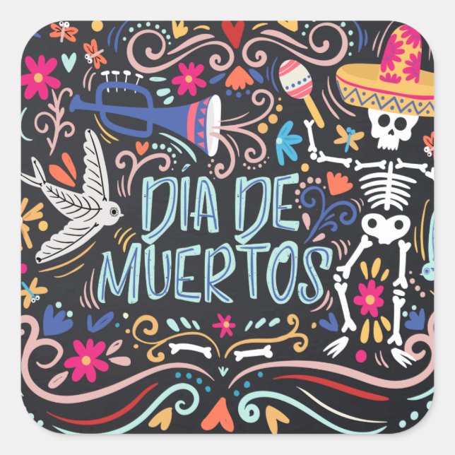 Farbenfrohe Dia de los Muertos | Aufkleber (Vorderseite)
