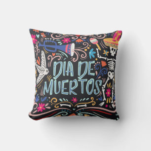 Farbenfrohe Dia de los Muertos Dekokissen