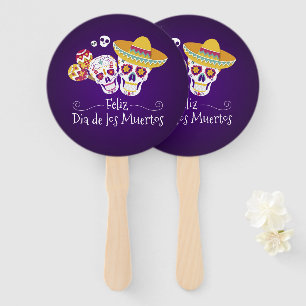 Farbenfrohe Dia de los Muertos   Handfächer