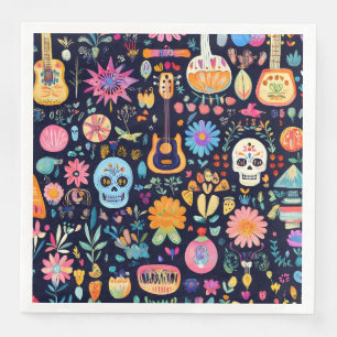 Farbenfrohe Dia de los muertos Muster Serviette