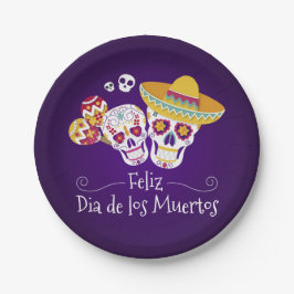 Farbenfrohe Dia de los Muertos | Papierteller