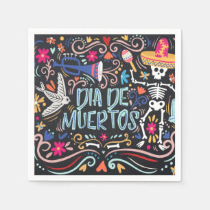 Farbenfrohe Dia de los Muertos   Serviette