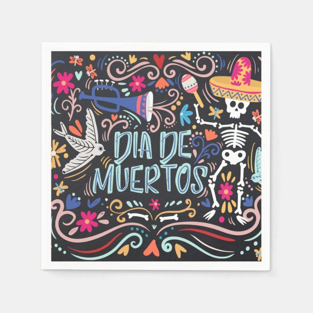 Farbenfrohe Dia de los Muertos | Serviette (Vorderseite)
