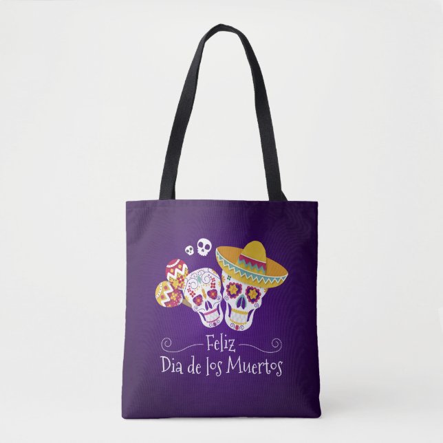 Farbenfrohe Dia de los Muertos | Tragetasche Tasche (Vorderseite)