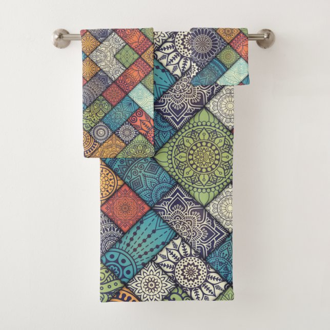 Farbenfrohe diagonale Muster Badetuch Set (Insitu)