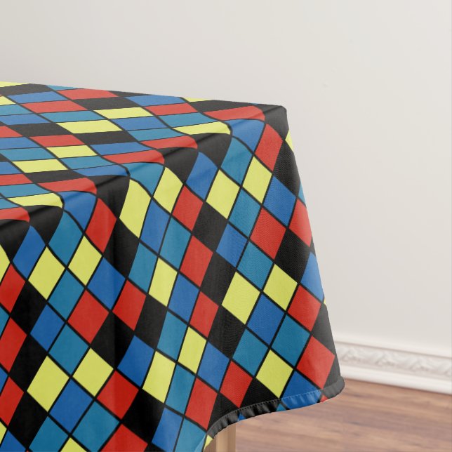 Farbenfrohe diagonale Retro-Tile-Muster Tischdecke (Beispiel)