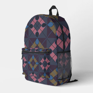Farbenfrohe Diamant-Geometrie Bedruckter Rucksack