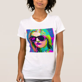 Farbenfrohe Digitale Kunst Hübsche Lady in Sonnenb T-Shirt