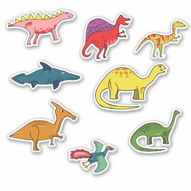 Farbenfrohe Dinosaurier für Kinder Aufkleber (Vorderseite)