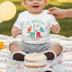 Farbenfrohe Dinosaurier Geburtsname Baby T-shirt
