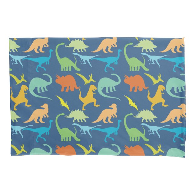 Farbenfrohe Dinosaurier Kissenbezug (Vorderseite)