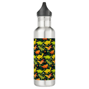 Farbenfrohe Dinosaurier Muster Edelstahlflasche
